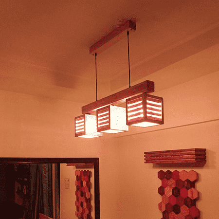 Lyon Beige Solid Wood Cluster Hanging Light