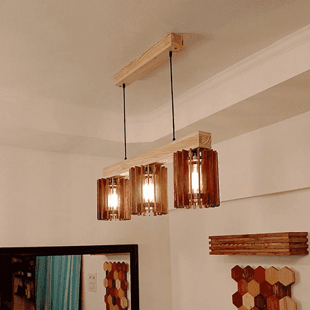 Ventus Beige Solid Wood Cluster Hanging Light