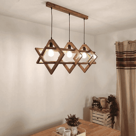 Paragon 3 Series Brown Solid Wood Cluster Hanging Light