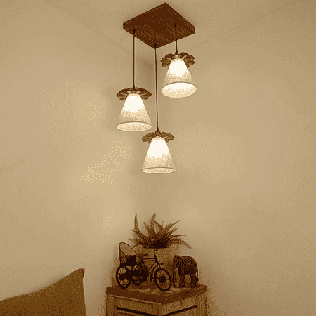 Propel Brown Solid Wood Cluster Hanging Light