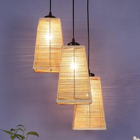 Gage Beige Bamboo Cluster Hanging Light