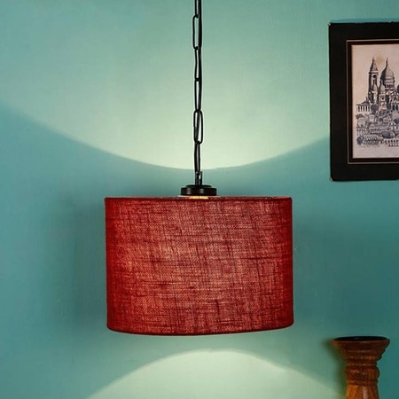 Callen Maroon Natural Fiber Hanging Light
