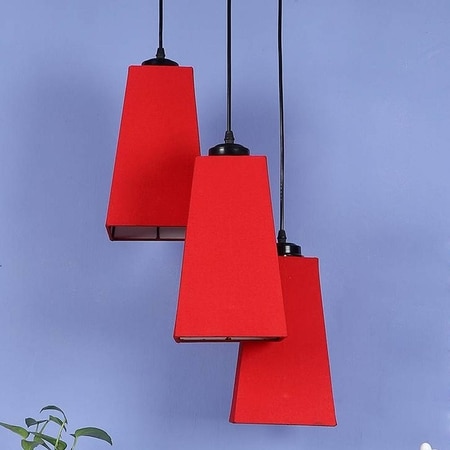 Baylor Red Fabric Cluster Hanging Light