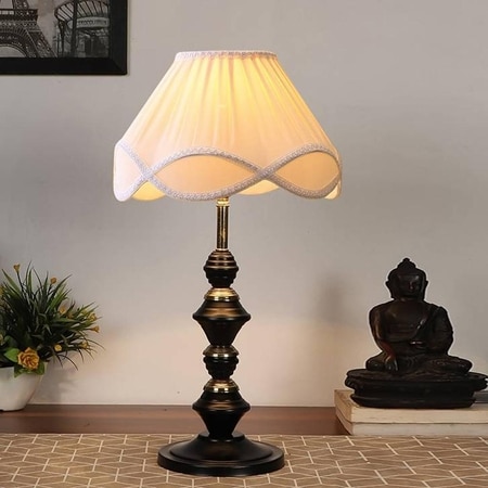 Katie Vintage off-white Shade Table lamp with Iron Base