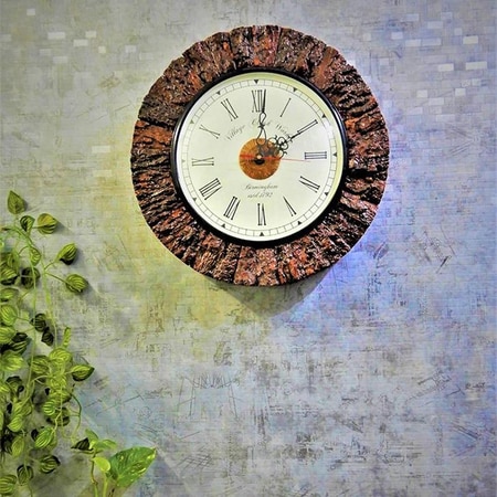 Creed Brown Solid Wood Round Wall Clock