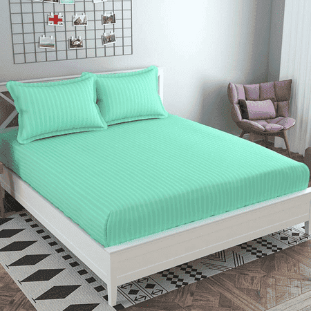 Carlos Green Solid 210 TC Cotton King Size Bedsheet with 2 Pillow Covers