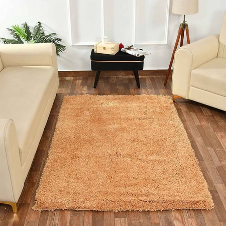 Gold Solid Soft Feel Anti-Skid Polyester Carpet -4X6 Feet