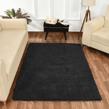 Grey Solid Soft Feel Anti-Skid Polyester Carpet -4X6 Feet