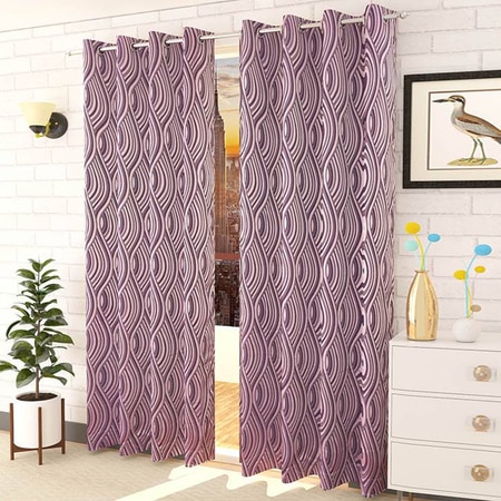 Oisin Pink Color Abstract Door Curtain - Set of 2