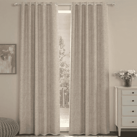 Ashley Beige Polycotton Room-Darkening 7 ft Door Curtain Set of 2