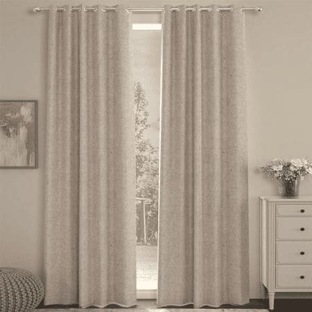Ashton Beige Polycotton Room-Darkening 9 ft Long Door Curtain Set of 2