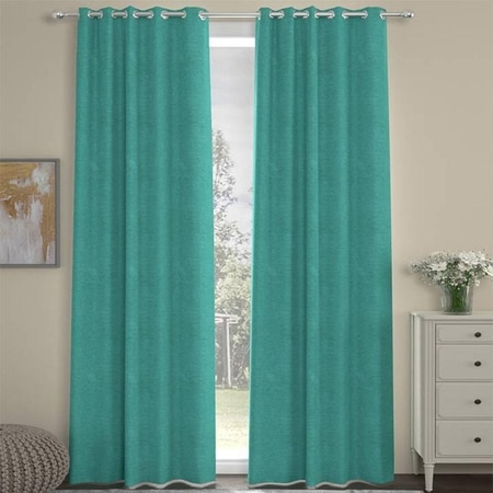 Naryssa Light Blue Polyester Room-Darkening 7 ft Door Curtain