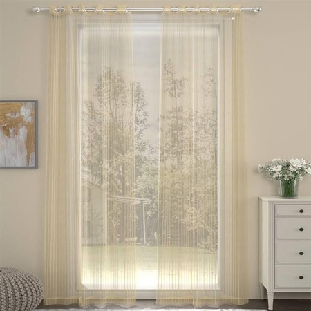 Helen Gold Polyester Sheer 7 ft Door Curtain Set of 2