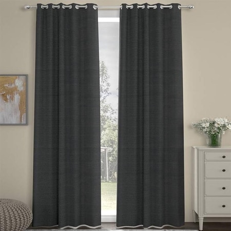 Baz Dark Grey Polyester Room-Darkening 7 ft Door Curtain