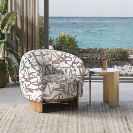 Eclipse Lounge Chair in Abstract Taupe Fabric