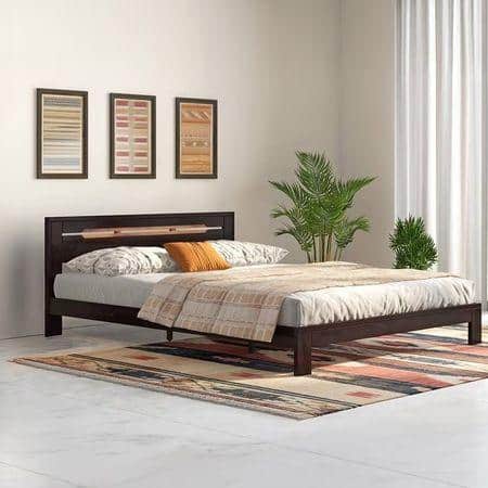 Amal Solid Wood Queen Size Bed In Mahogany Finish