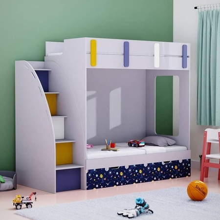 Pinwheels Bunk Bed with Storage in Oak Colour