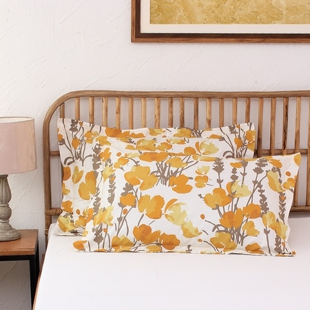 Himalayan Poppies Set Of 2 Pillow Covers with Yellow colour