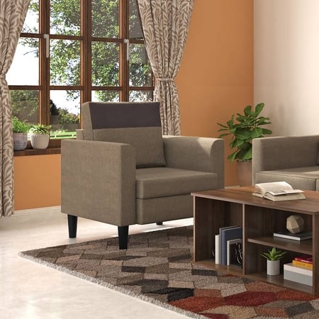 Hugo 1 Seater Fabric Sofa in Oat Beige Colour