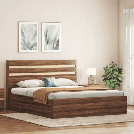 Rodrigues King Size Box Storage Bed in Rolex Brown Finish