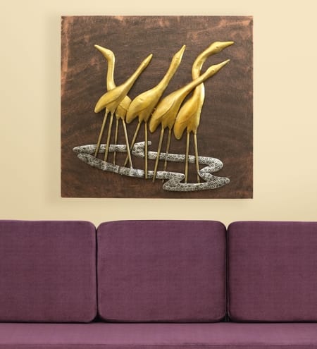 W-Flamingo Abstract Metal Wall Decor in Multicolor Set of 1
