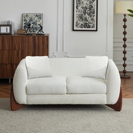 Amala Velvet 2 Seater Sofa in White Colour