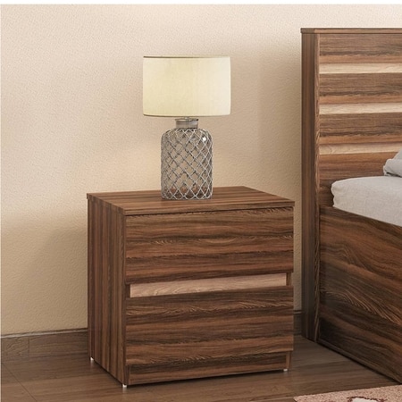 Rodrigues Bedside Table 2 Drawer Rolex Brown Colour