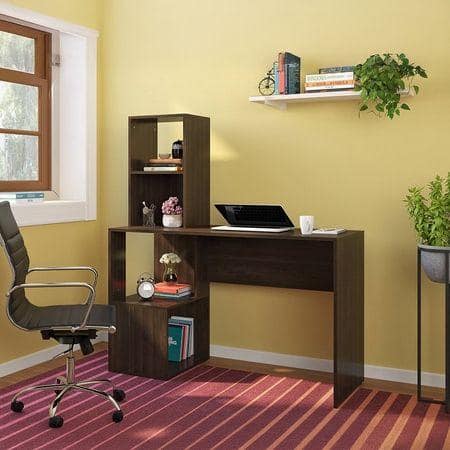 Carl Engineered Wood Study Table in Deep Oak Finish