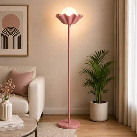 Flower Floor Lamp with Ball in Pink Colour