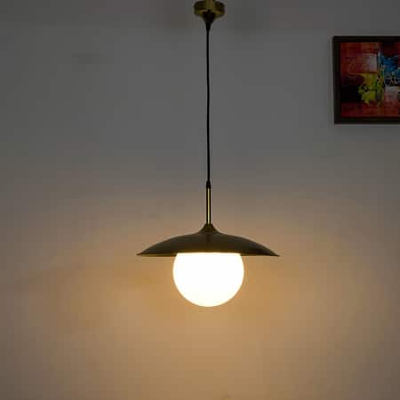 Siren Single Glass Pendant Light - Frosted White & Shine Brass