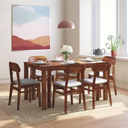 Vivien Solid Wood Dining Chair Set Of 2 In Teak Finish