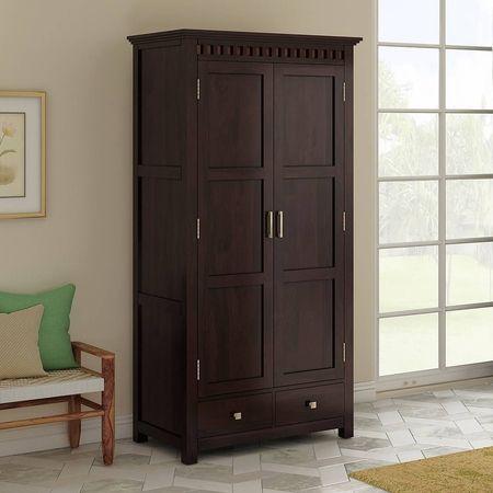 Fidora Solid Wood 2 Door Wardrobe in Mahogany Finish