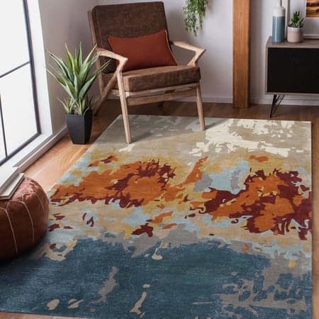 Flora Orange Solid Hand-Tufted Viscose 8X5 Feet Carpet