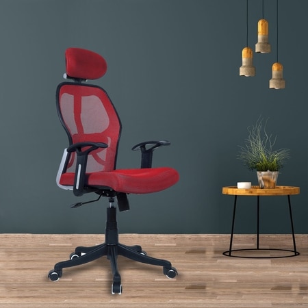 Reaii Mid Back Ergonomic Chair in Red Colour