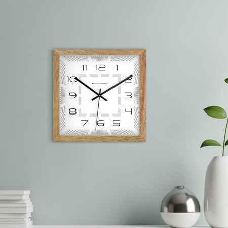 Quiet Geometry Wooden Wall Clock with Modern Numeric Dial