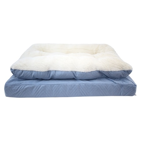 Orthopaedic Pillow Top Viscose Pets Bed in Blue Colour