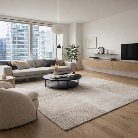 Haven Border Wool Rectangle Carpets Hand Tufted in Cream Colour