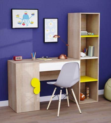 Joy Ride Study Table In White & Oak Colour