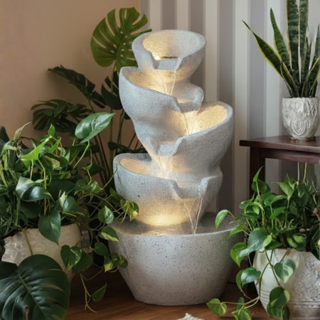 White 5 Stacked Pot Indoor Water Fountain