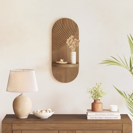 Gabe Solid Wood Wall Shelf In Golden Ash Finish