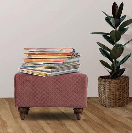Lucian Solid Wood  Ottomon in  Pink Colour