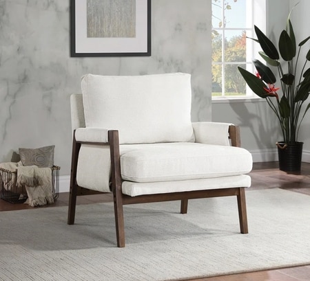 Serenity Boucle Fabric Arm Chair in Off White