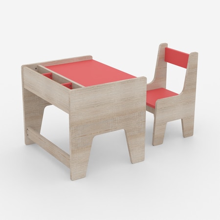 Topolino Toddler Activity Table & Chair in Oak and Red