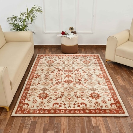 Multicolor Traditional Machine Made Polyester 5 X 7 Feet Carpet