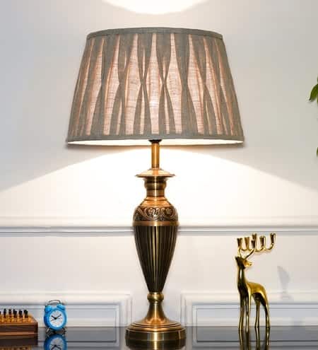 Ingleby Aluminium Table Lamp With Black Cotton Shade