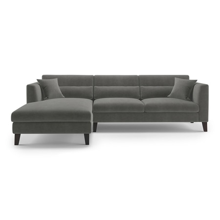 Lewis Sectional Sofa (Colour : Ash Grey Velvet, Cushion : Hard, Seater : Left Aligned 3 Seater + Left Aligned Chaise)