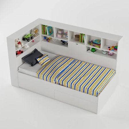 Megatron Engineered Wood Box Storage Bed in White Colour