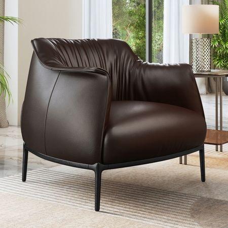 Odette Lounge Chair In Brown Leather