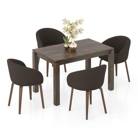 Atlas Solid Wood 4 Seater Dining Table With Meryl Lounge Chairs
