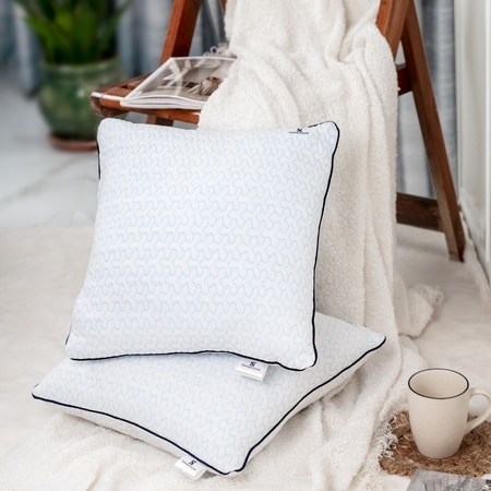 Fibrom Quilted 2 Pcs Cushion For Back Support 16 X 16 Inches